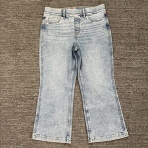 Spanx Jeans Women XL Petite Blue Kick Flare High Rise Pull On Stretch Light Wash